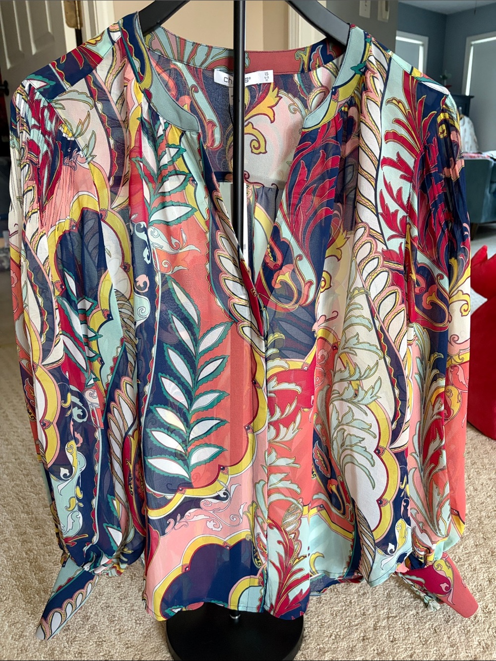 Chico's Multicolor Paisley-Print Sheer Blouse